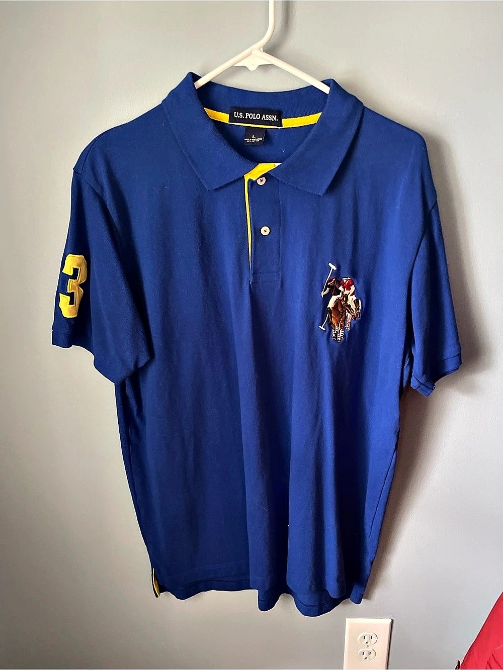 U.S. Polo Assn. Big Horse Polo Shirt. Men's Blue & Yellow Large
